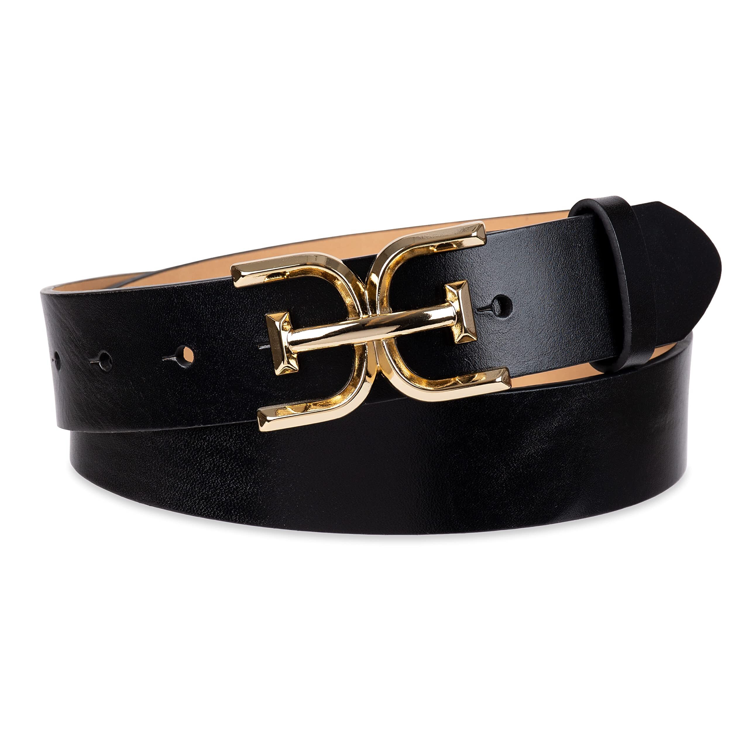 5233 Womens DoubleE Logo Plaque Buckle Jean And Trouser Belt Black